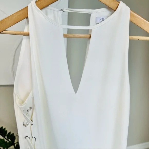 Parker Riviera Lace-Up Sides White Dress Keyhole Neck - Picture 8 of 15